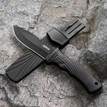 9" Fixed Blade Knife with Serrated Teeth and Sheath